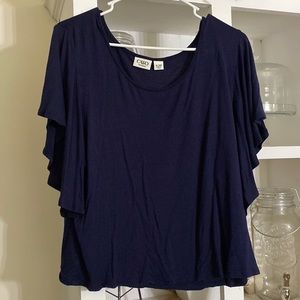 Women’s navy ruffles sleeve top
